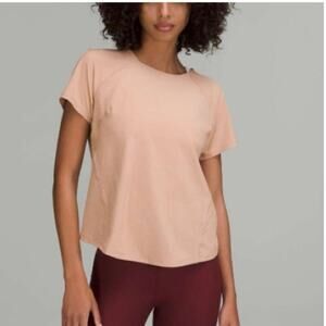 Lululemon Lightweight Stretch Run Short Sleeve Shirt in Tan Sz 4